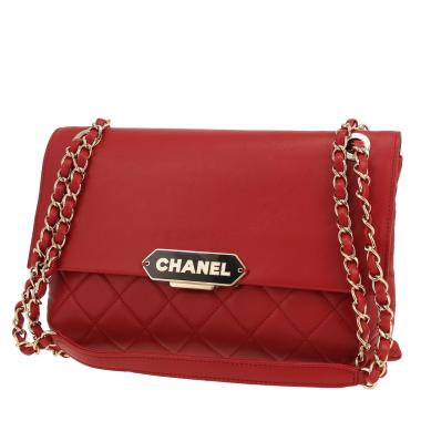 Sac bandoulière Chanel   en cuir matelassé rouge