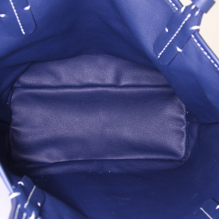 Goyard Anjou mini shopping bag in blue Goyard canvas and blue leather - Detail D2