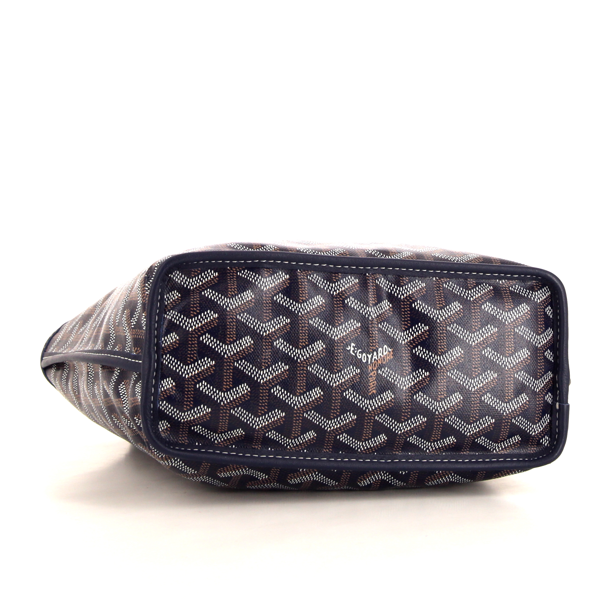 Goyard Anjou mini shopping bag in blue Goyard canvas and blue leather - Detail D4