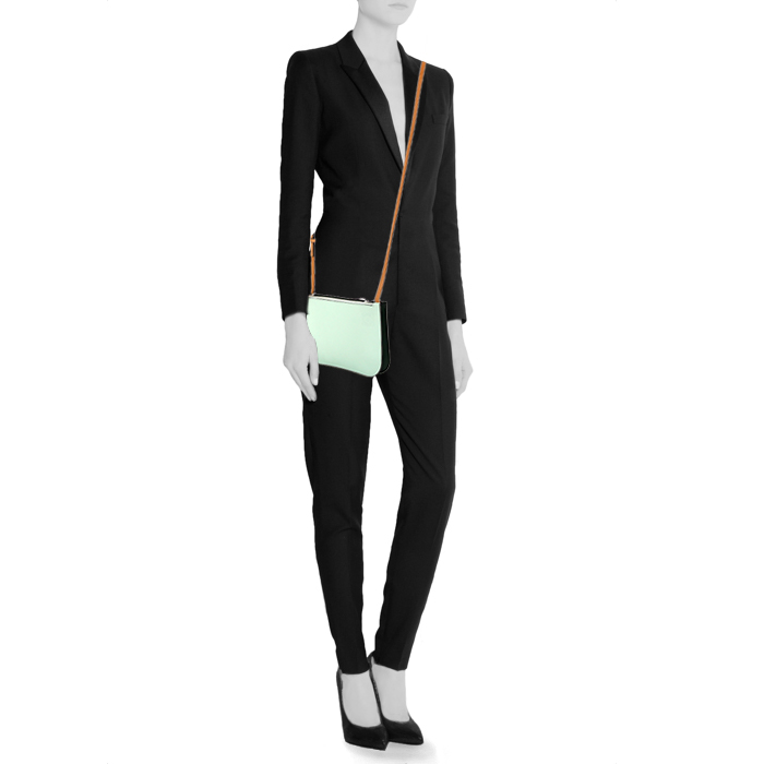 Borsa a tracolla Loewe Gate in pelle blu verde e marrone - Detail D1