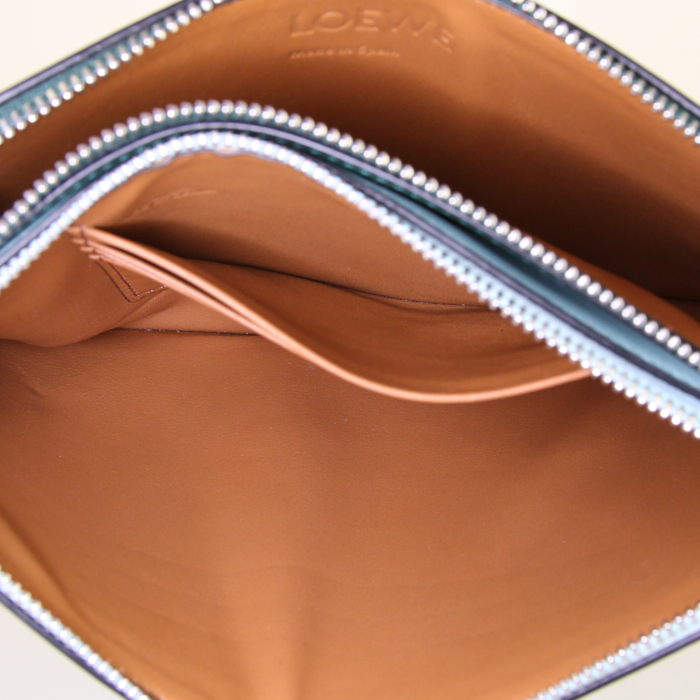 Borsa a tracolla Loewe Gate in pelle blu verde e marrone - Detail D2