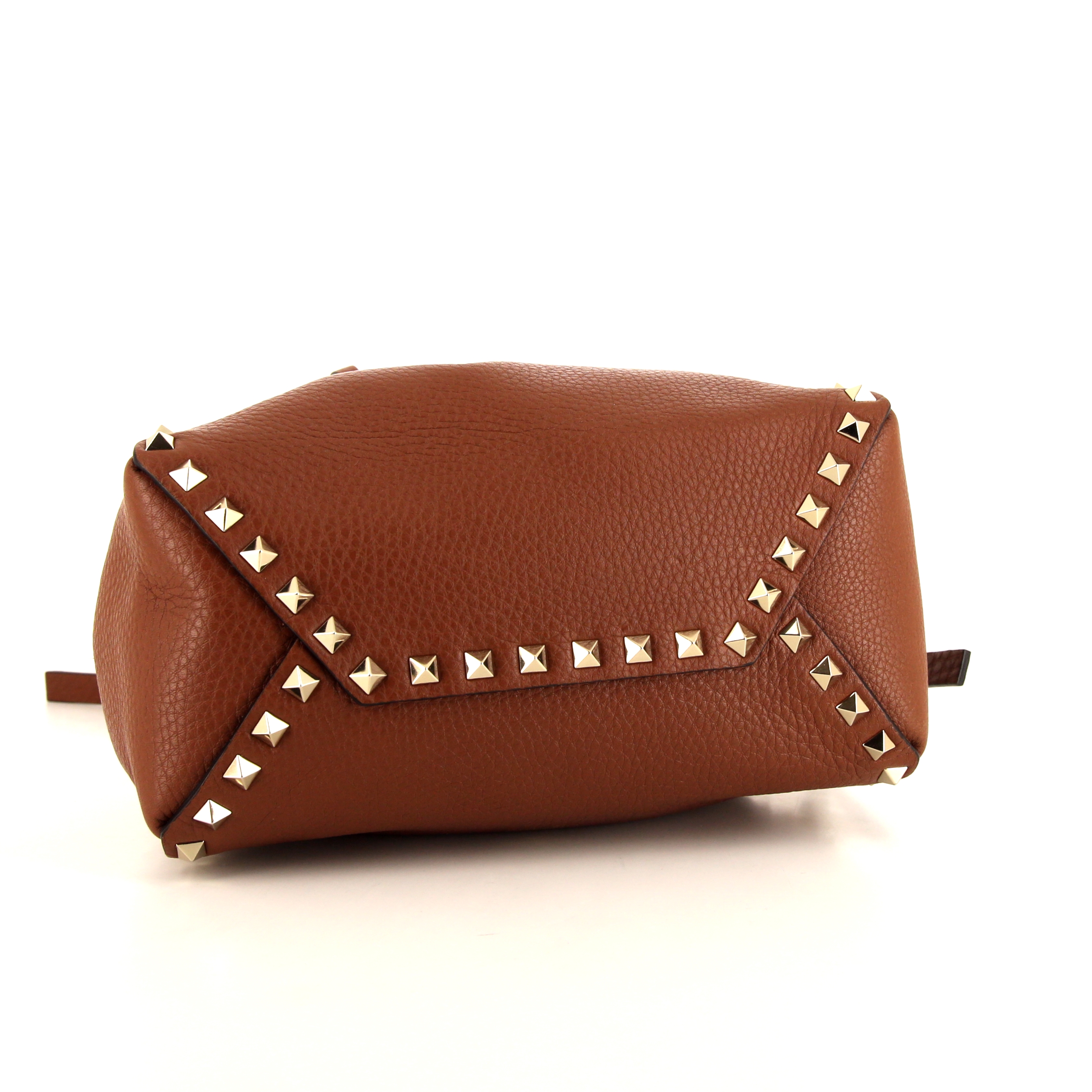 Borsa a secchiello Valentino Garavani Rockstud Bucket modello piccolo in pelle marrone - Detail D4
