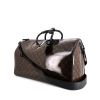 Louis Vuitton Keepall Editions Limitées weekend bag in brown monogram canvas and black leather - 00pp thumbnail