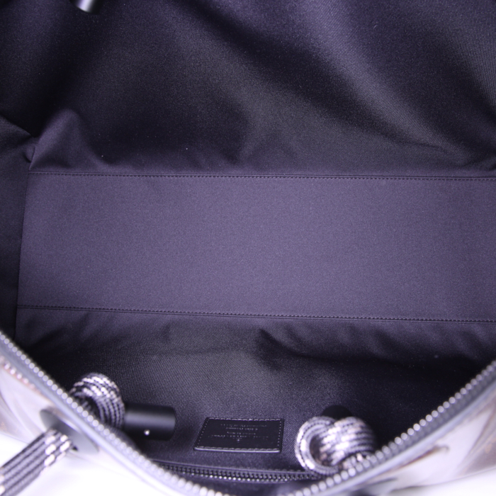 Bolso de fin de semana Louis Vuitton Keepall Editions Limitées en lona Monogram marrón y cuero negro - Detail D3
