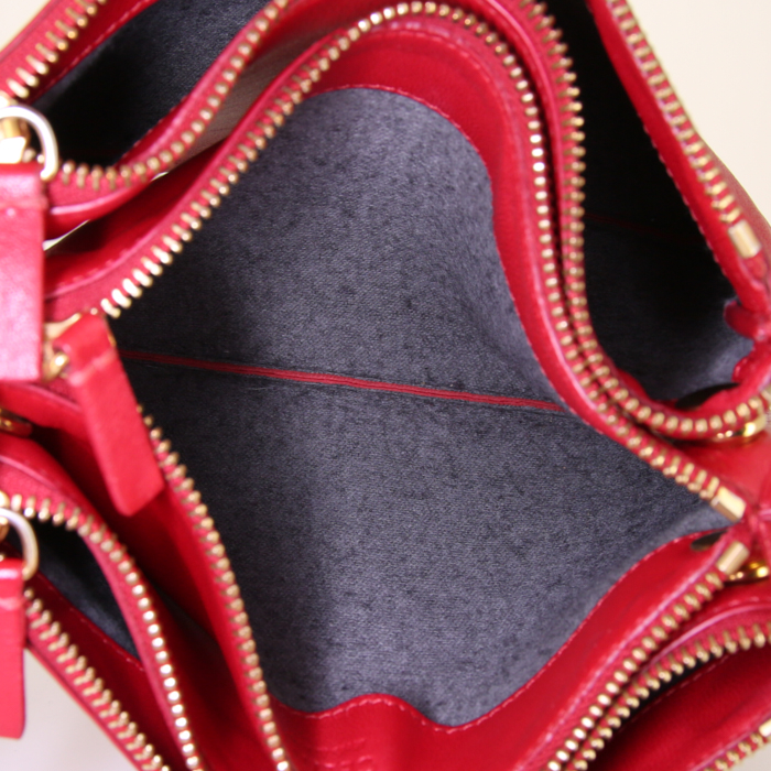 Borsa a tracolla Céline Trio modello piccolo in pelle rossa - Detail D2