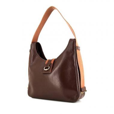 Borsa a spalla Hermès Tsako in pelle box marrone