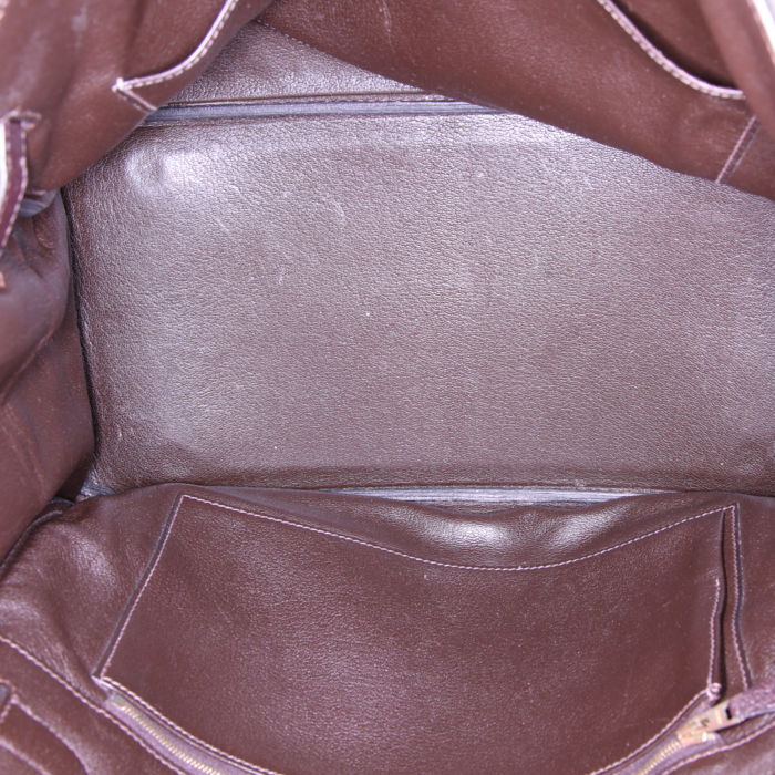 Sac à main Hermes Birkin 35 cm en cuir togo marron-foncé - Detail D2