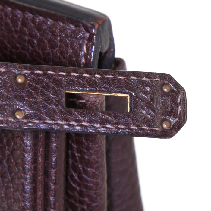 Hermes Birkin 35 cm handbag in dark brown togo leather - Detail D4