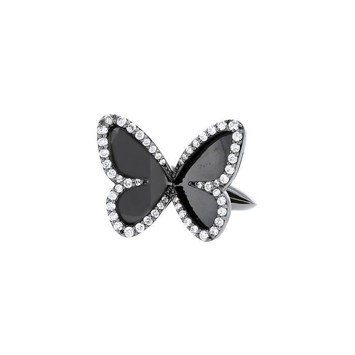 Sortija Messika Butterfly en oro negro y diamantes - 00pp