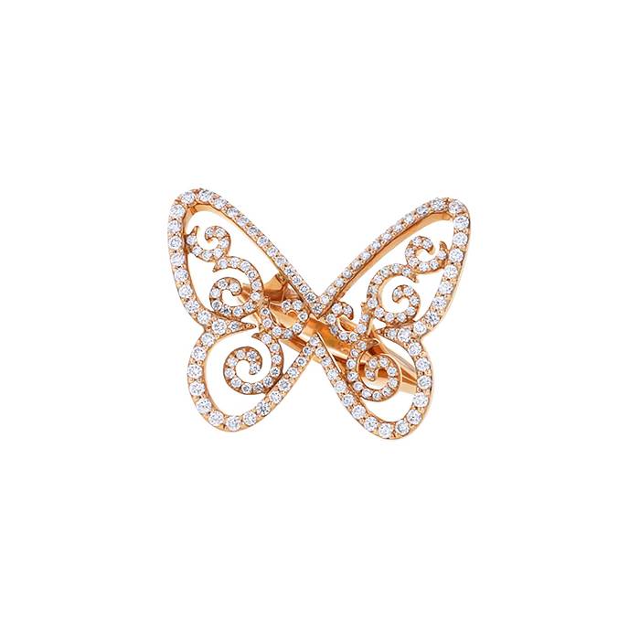 Messika Butterfly Arabesque large model ring in pink gold and diamonds - 00pp