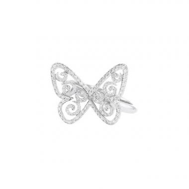 Sortija Messika Butterfly Arabesque modelo pequeño en oro blanco y diamantes