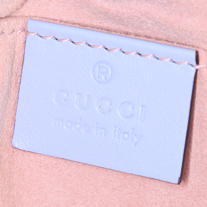 Borsa a tracolla Gucci GG Marmont mini in pelle trapuntata blu con decori geometrici - Detail D4