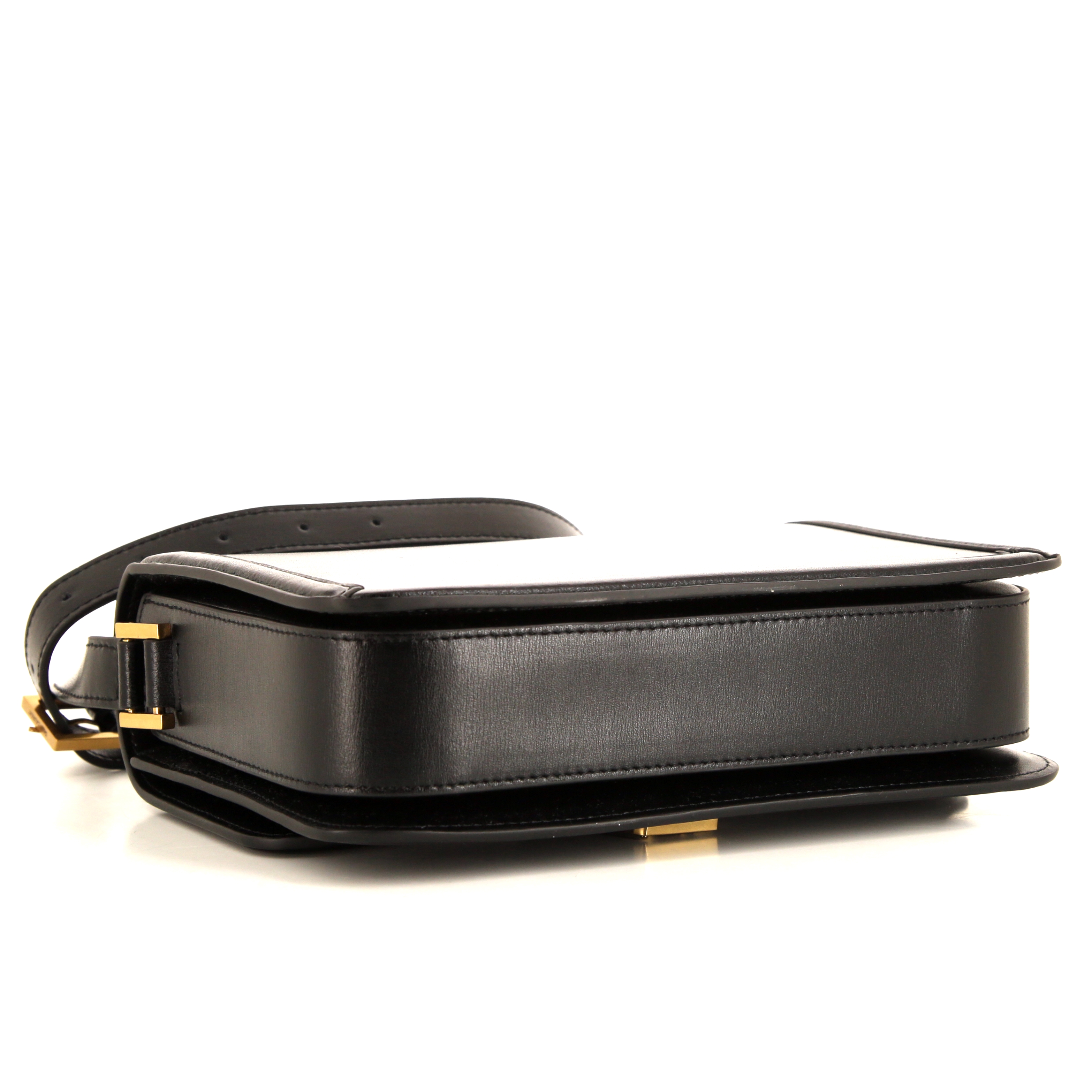 Bolso bandolera Saint Laurent Solférino en cuero negro - Detail D4