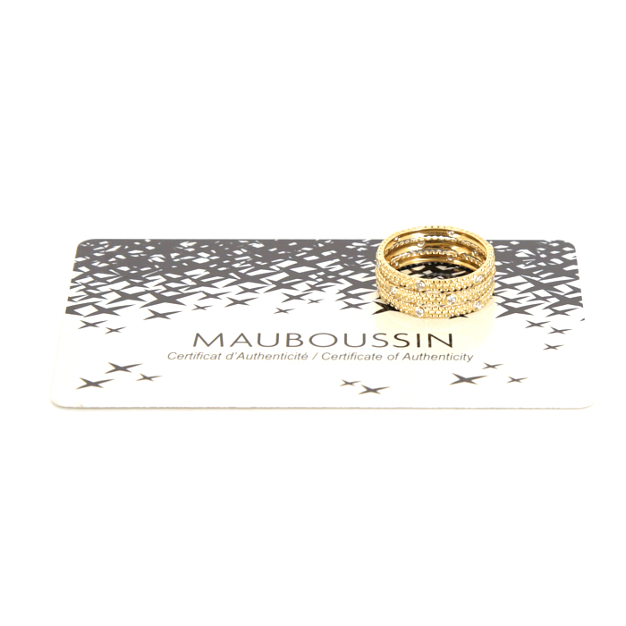 Mauboussin Le Premier Jour large model ring in yellow gold and diamonds - Detail D2