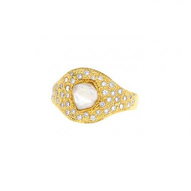 Bague De Beers Talisman en or jaune,  diamants et diamant brut, taille 51
