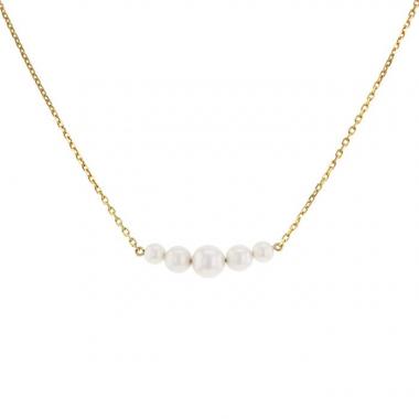 Collier Mikimoto en or jaune 14 carats et perles