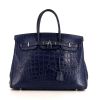 Hermes Birkin 35 cm handbag in Bleu Saphir alligator - 360 thumbnail