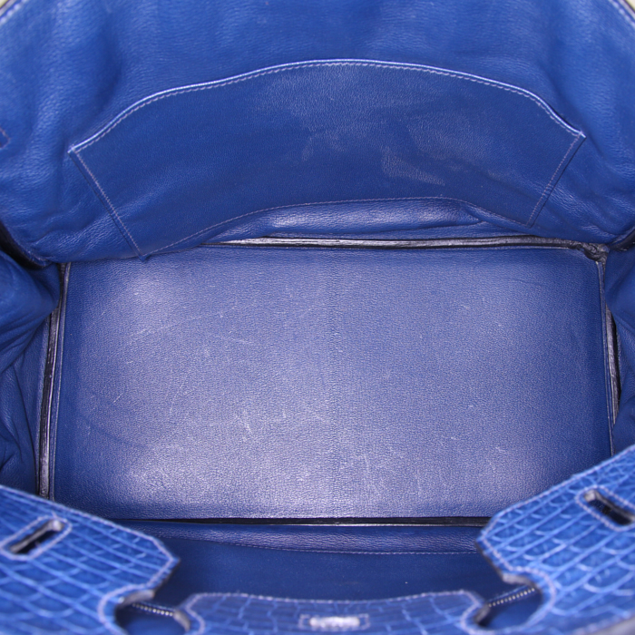 Hermes Birkin 35 cm handbag in Bleu Saphir alligator - Detail D2
