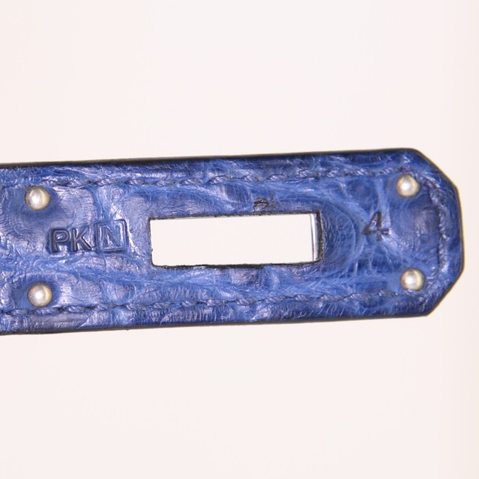 Hermes Birkin 35 cm handbag in Bleu Saphir alligator - Detail D4