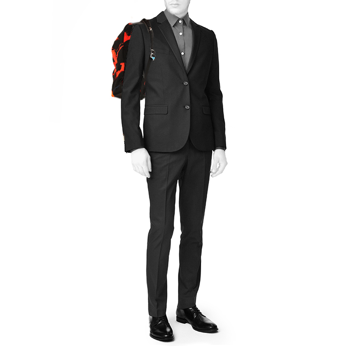 Zaino Givenchy in tela nera e rossa con motivo e pelle nera - Detail D1