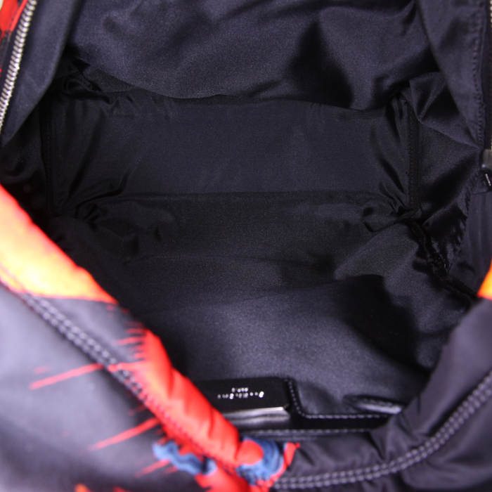 Zaino Givenchy in tela nera e rossa con motivo e pelle nera - Detail D2