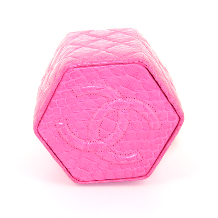 Bolso de mano Chanel en cuero rosa fucsia - Detail D4