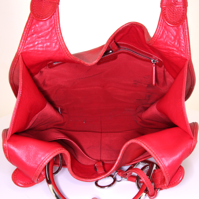 Sac à main Dior en cuir rouge - Detail D2