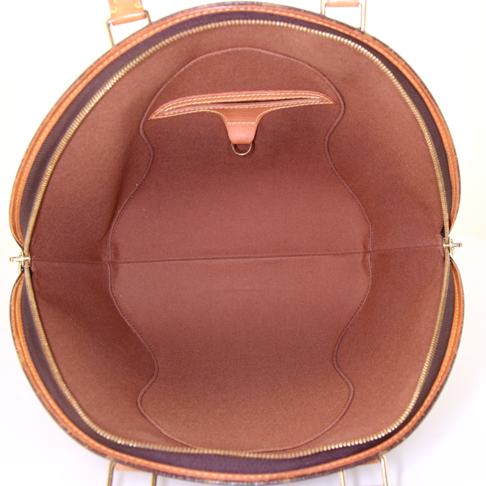 Sac à main Louis Vuitton Ellipse grand modèle en toile monogram marron et cuir naturel - Detail D2