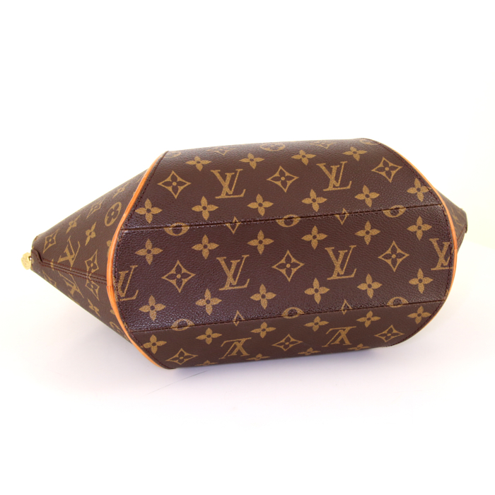 Borsa Louis Vuitton Ellipse modello grande in tela monogram marrone e pelle naturale - Detail D4