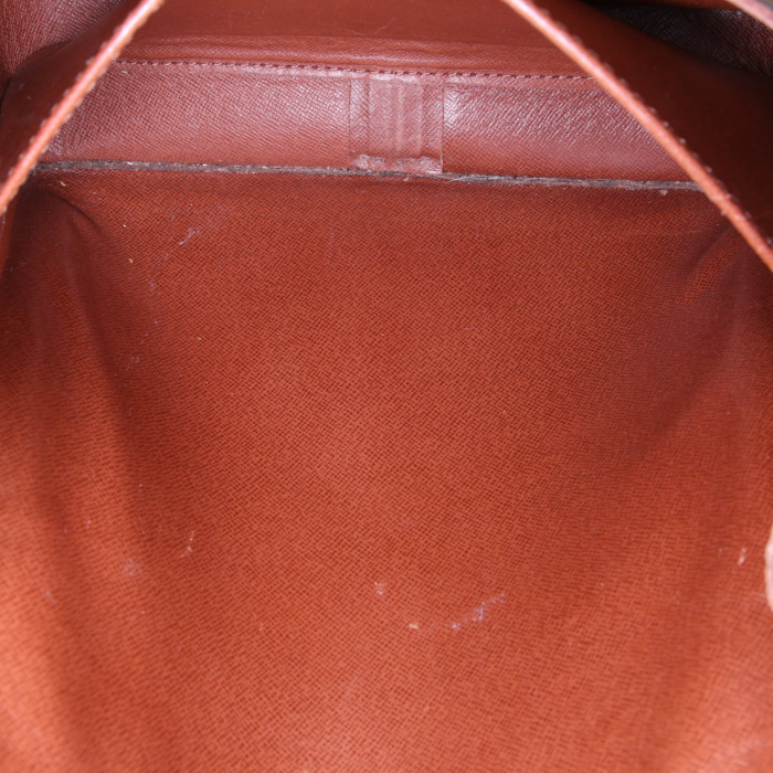 Sac bandoulière Louis Vuitton Cartouchiére en toile monogram marron et cuir naturel - Detail D2