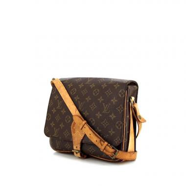 Borsa a tracolla Louis Vuitton Cartouchiére in tela monogram marrone e pelle naturale