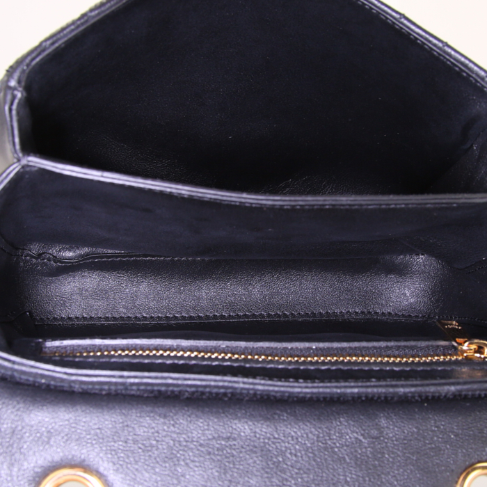 Borsa da spalla o a mano Celine C bag in paillettes nere e pelle nera - Detail D3