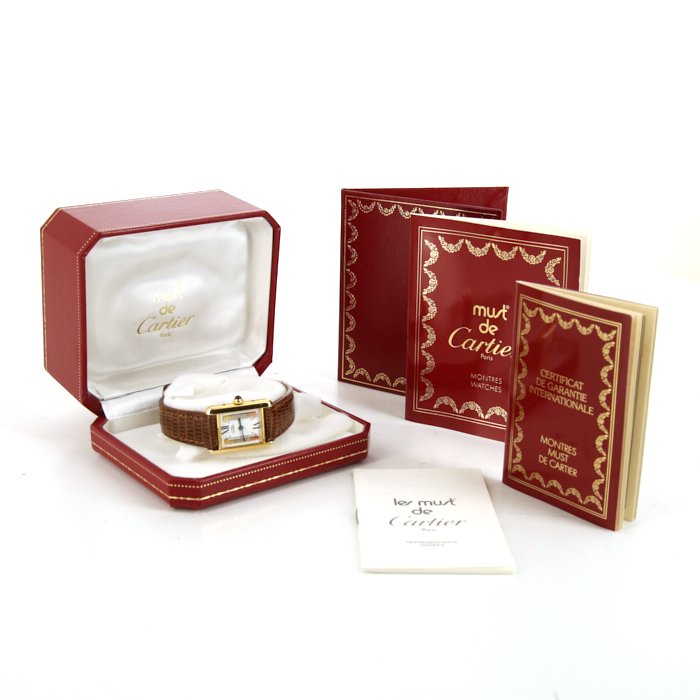 Montre Cartier Tank Must en vermeil Ref :  1613 Vers  1991 - Detail D2