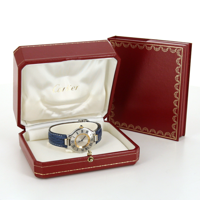Cartier Must 21 watch in stainless steel and gold plated Ref: 1330 - M21 Circa 2003 - Detail D2