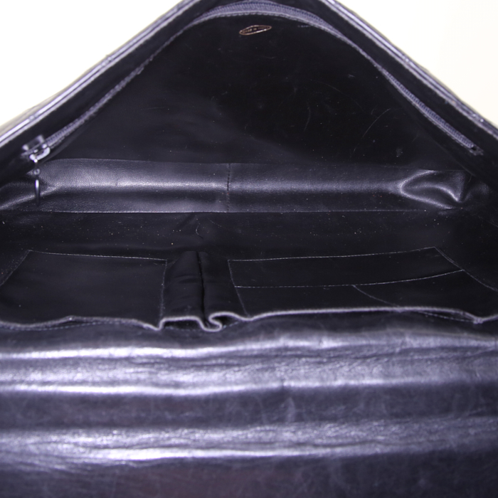 Borsa portadocumenti Chanel Vintage in pelle trapuntata nera - Detail D2