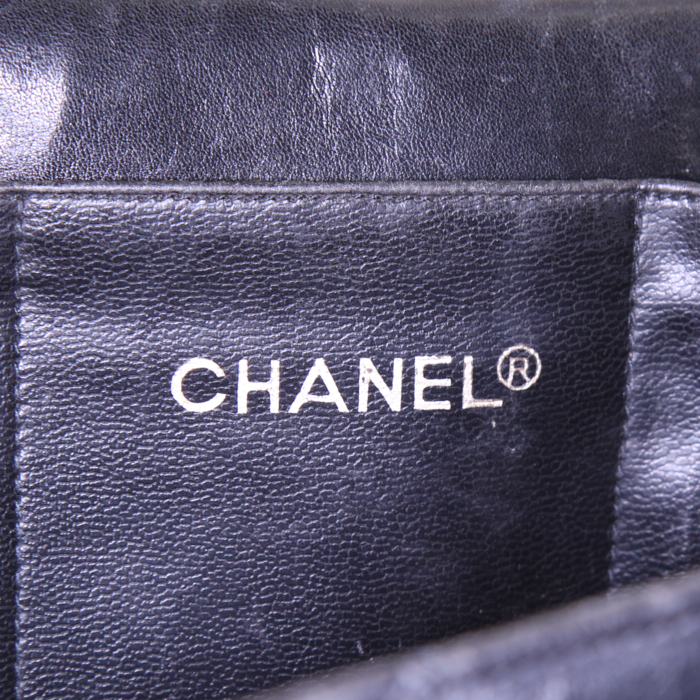 Chanel Vintage briefcase in black quilted leather - Detail D3