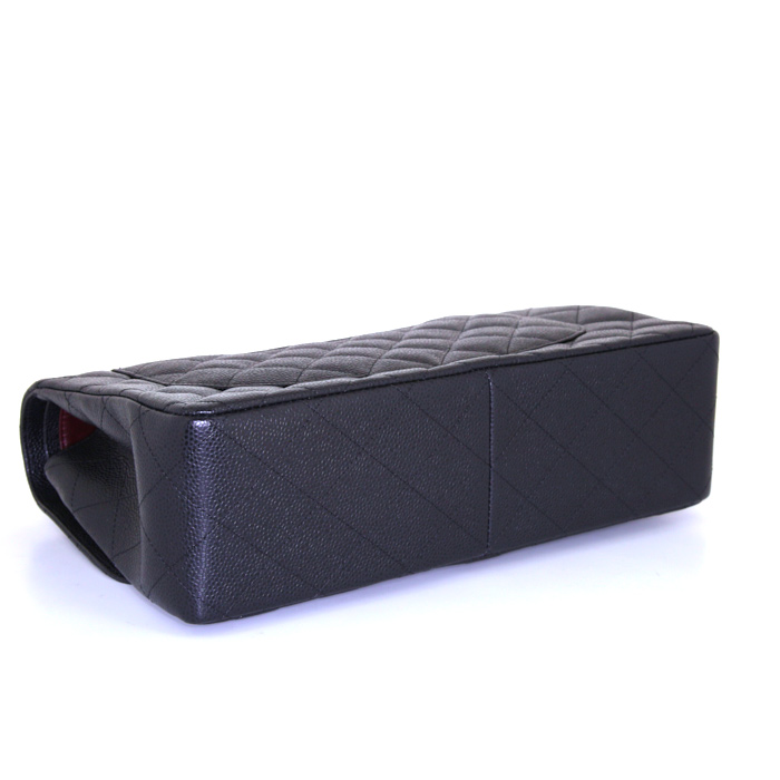 Borsa a tracolla Chanel Timeless jumbo in pelle martellata e trapuntata nera - Detail D5