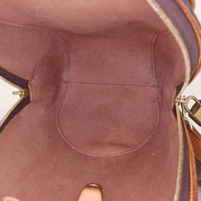 Sac à dos Louis Vuitton Ellipse en toile monogram marron et cuir naturel - Detail D2