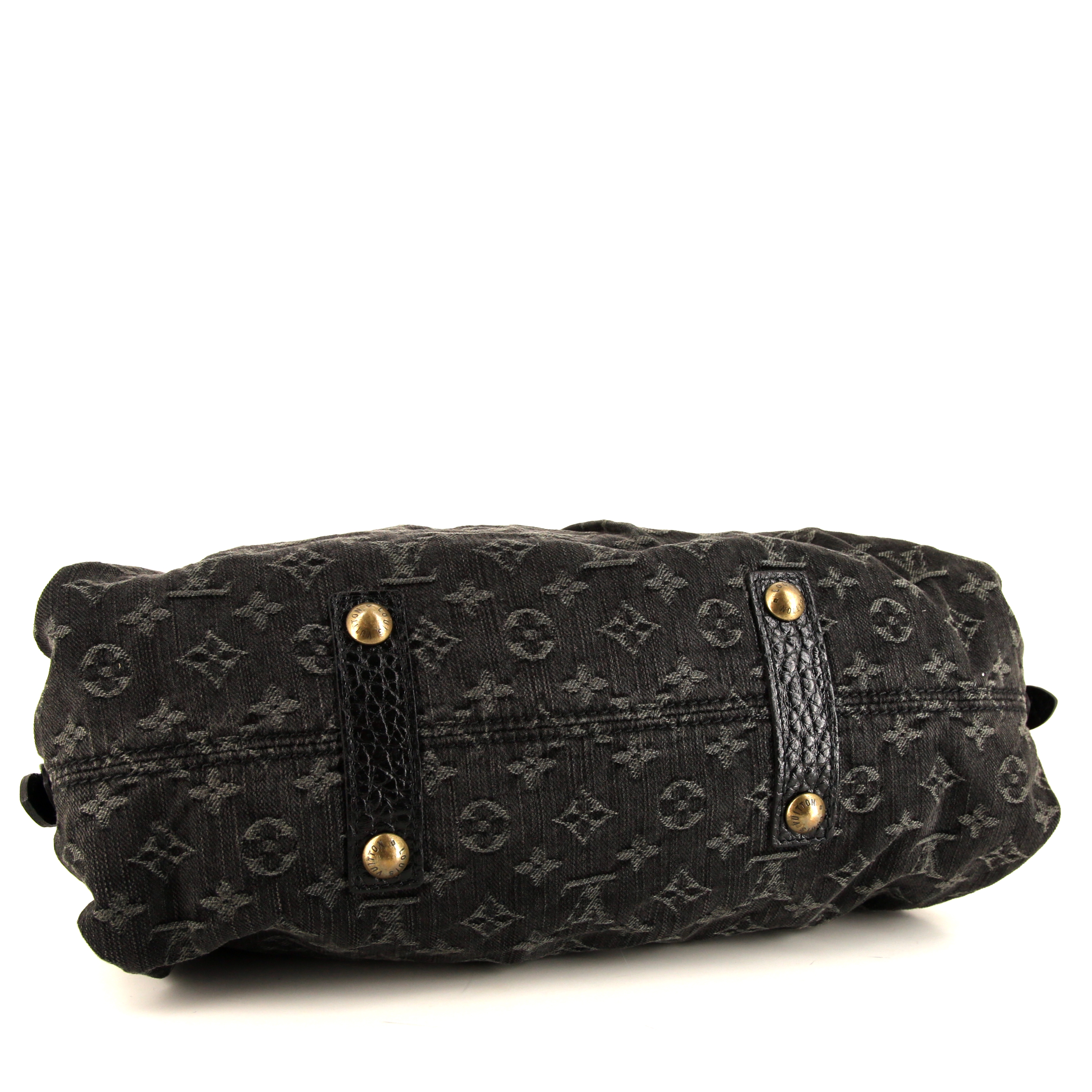 Louis Vuitton Neo Cabby handbag in black monogram denim canvas and black grained leather - Detail D5