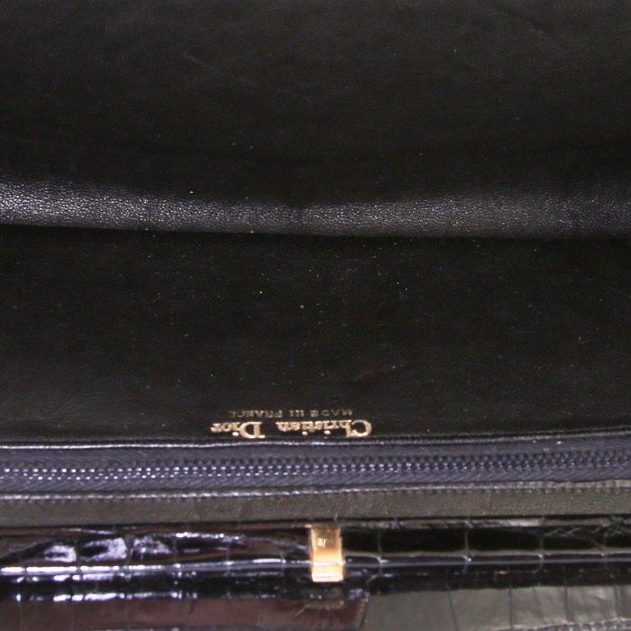Pochette du soir Dior Vintage en crocodile noir - Detail D2