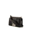 Chanel Boy small model shoulder bag in grey python and black patent leather - 00pp thumbnail