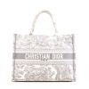 Shopping bag Dior Book Tote modello piccolo in tela grigia e bianca con motivo - 360 thumbnail