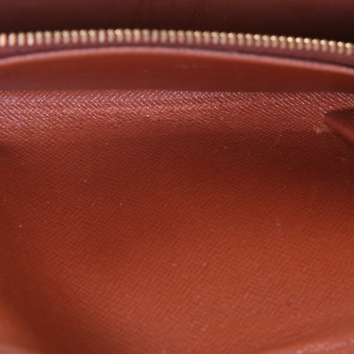 Portafogli Louis Vuitton in tela monogram marrone e pelle marrone - Detail D1