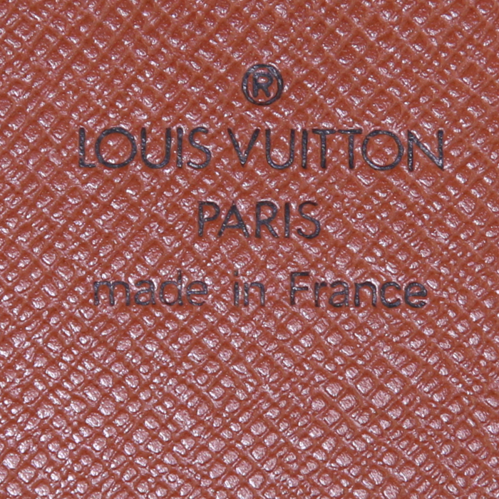 Portafogli Louis Vuitton in tela monogram marrone e pelle marrone - Detail D3
