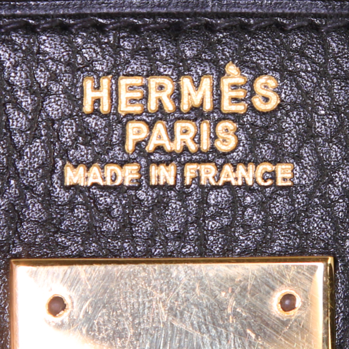 Sac à main Hermes Kelly 35 cm en cuir Ardenne noir - Detail D4