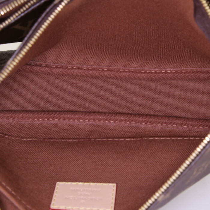 Borsa a tracolla Louis Vuitton Multi-Pochette Accessoires in tela monogram marrone e pelle naturale - Detail D3