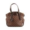 Bolso de mano Louis Vuitton en lona a cuadros y cuero marrón - 360 thumbnail