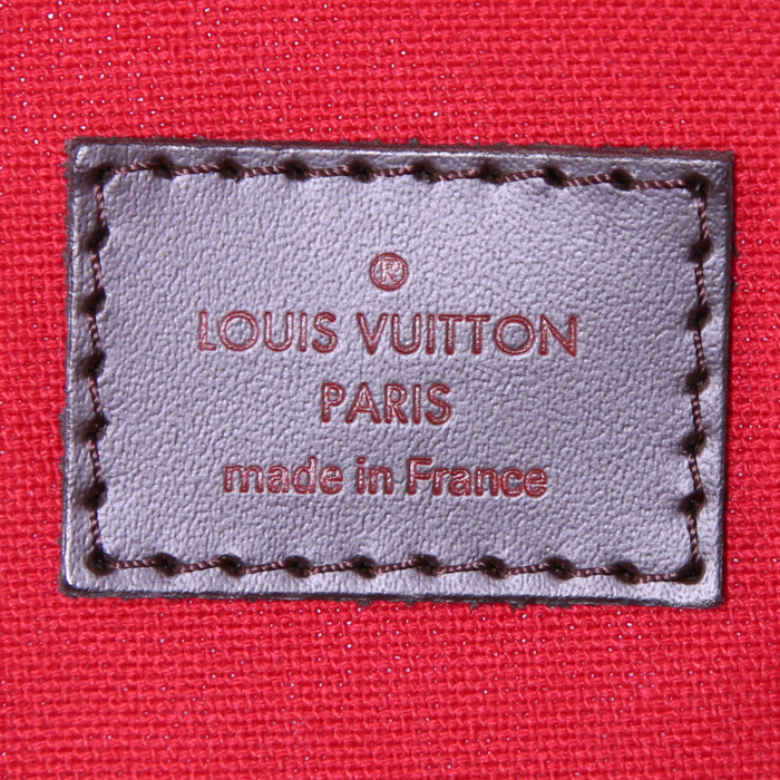 Bolso de mano Louis Vuitton en lona a cuadros y cuero marrón - Detail D3