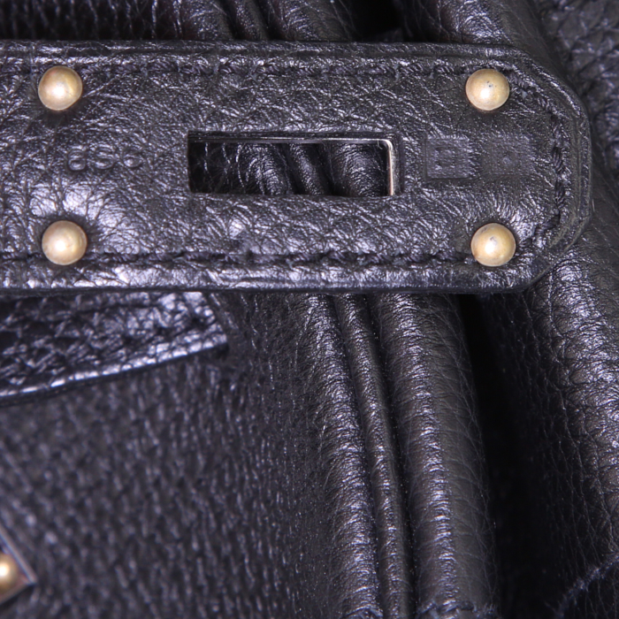 Sac de voyage Hermes Haut à Courroies - Travel Bag en cuir togo noir - Detail D4
