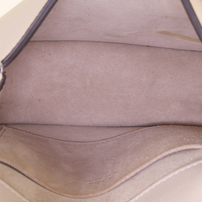 Chloé Nile small model handbag in beige, khaki, rust-coloured and brown multicolor suede and beige leather - Detail D3